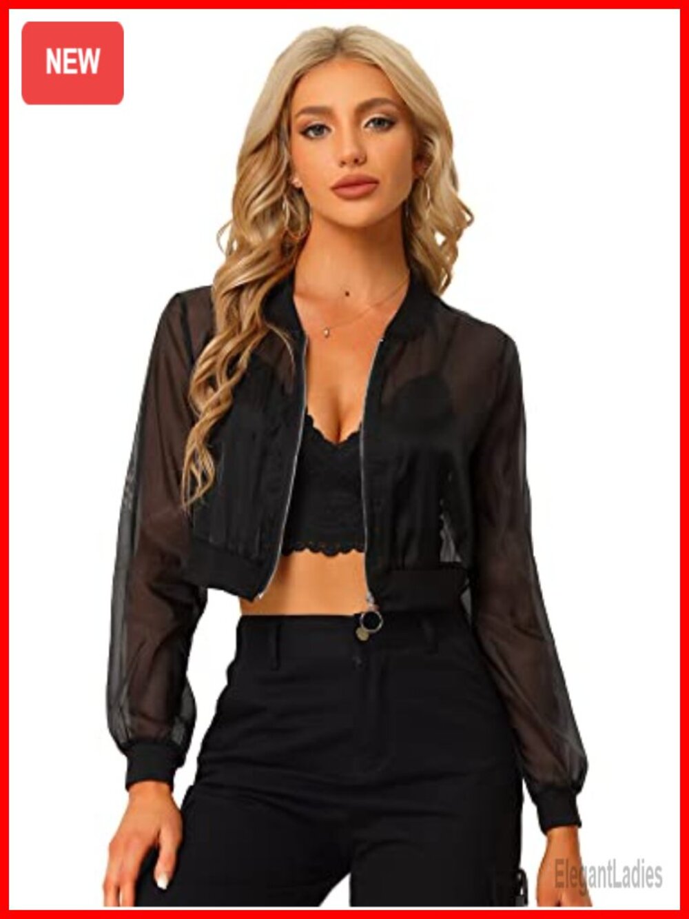 Sheer Mesh Crop Bomber Jacket Lightweight Party Workout Gym